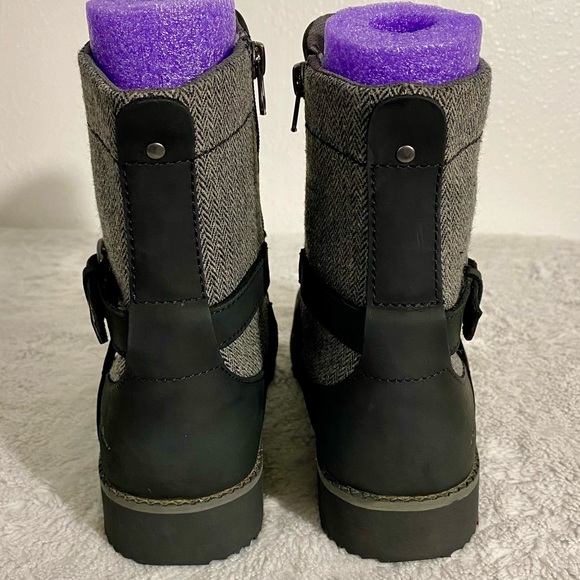 Eddie Bauer Covey 2.0 Boots Women’s Size 8.5 Black Leather Gray Tweed Side Zip - Picture 5 of 11